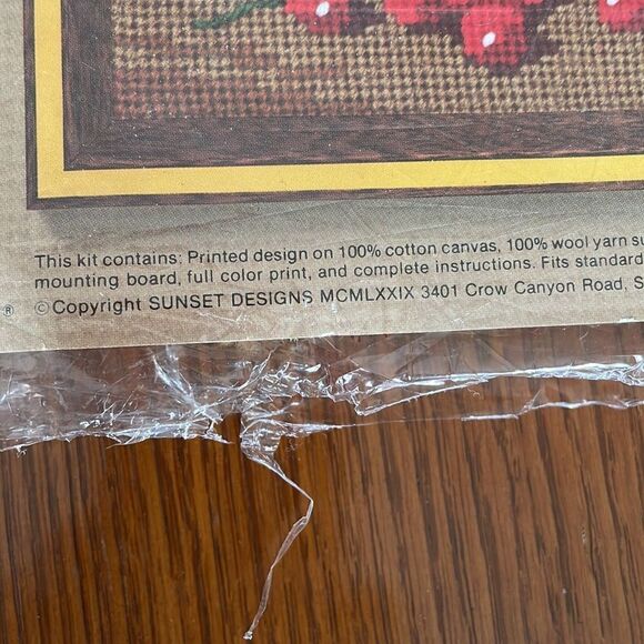 Vtg 1979 new in packaging Jiffy Needlepoint “Cherries and Blossoms” kit - Picture 4 of 6